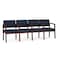 Lesro Lenox Wood 4 Seat Tandem Seating Wood Frame, Mahogany, RF Blueberry Upholstery LW4103 - alternate 1